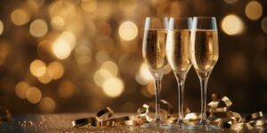 champagne glasses in new year celebration comeliness